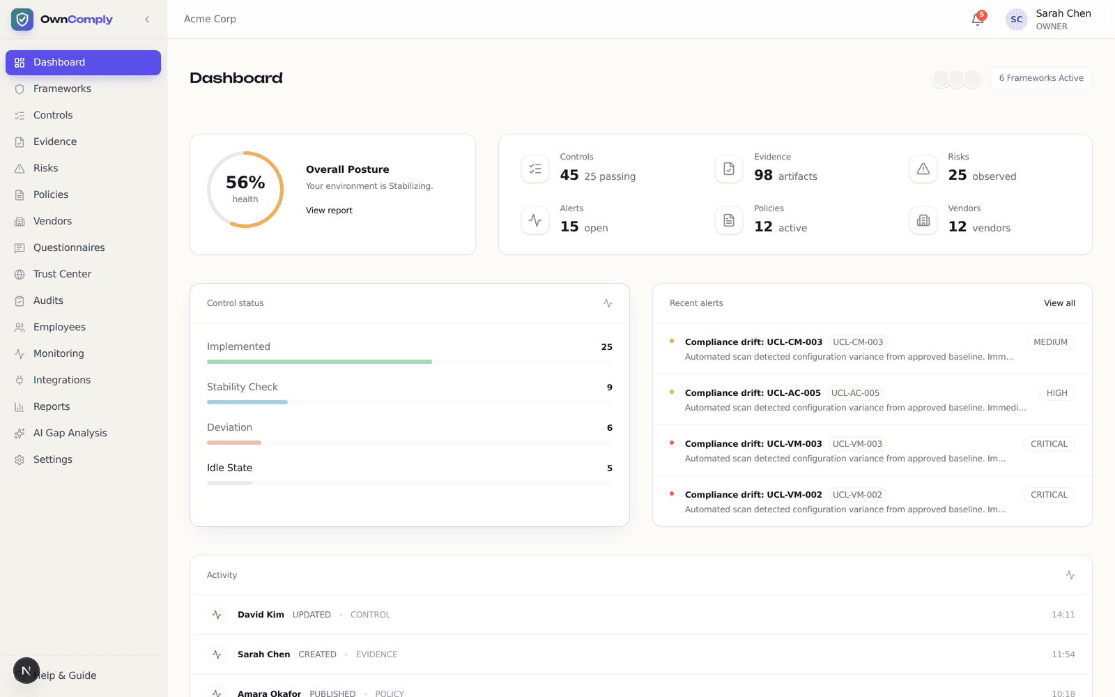 OwnComply interface
