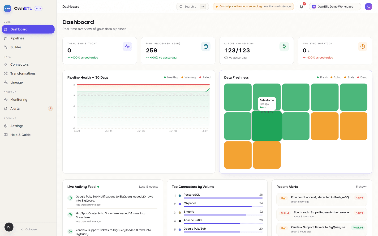 OwnETL — actual product interface