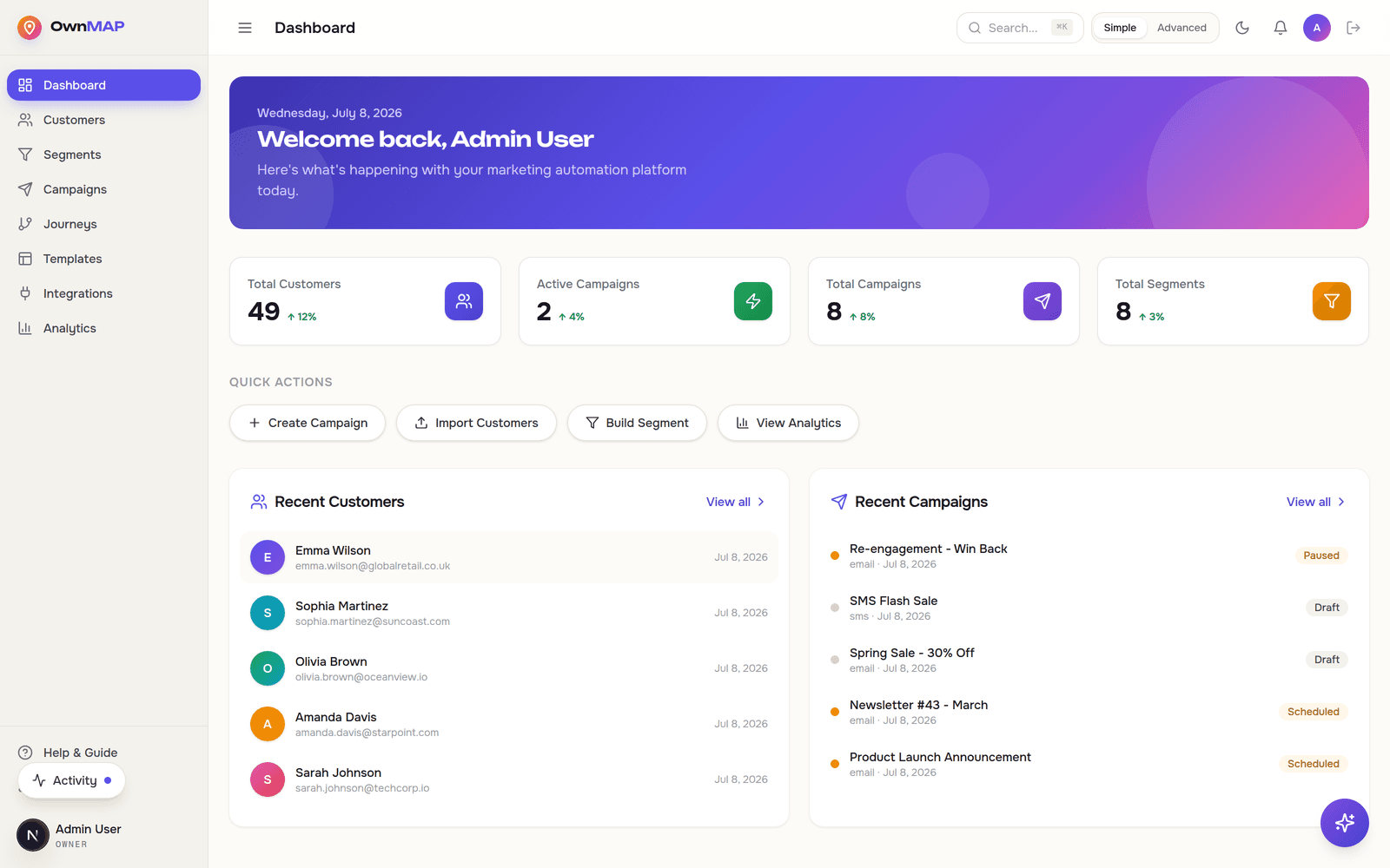 OwnMAP — actual product interface