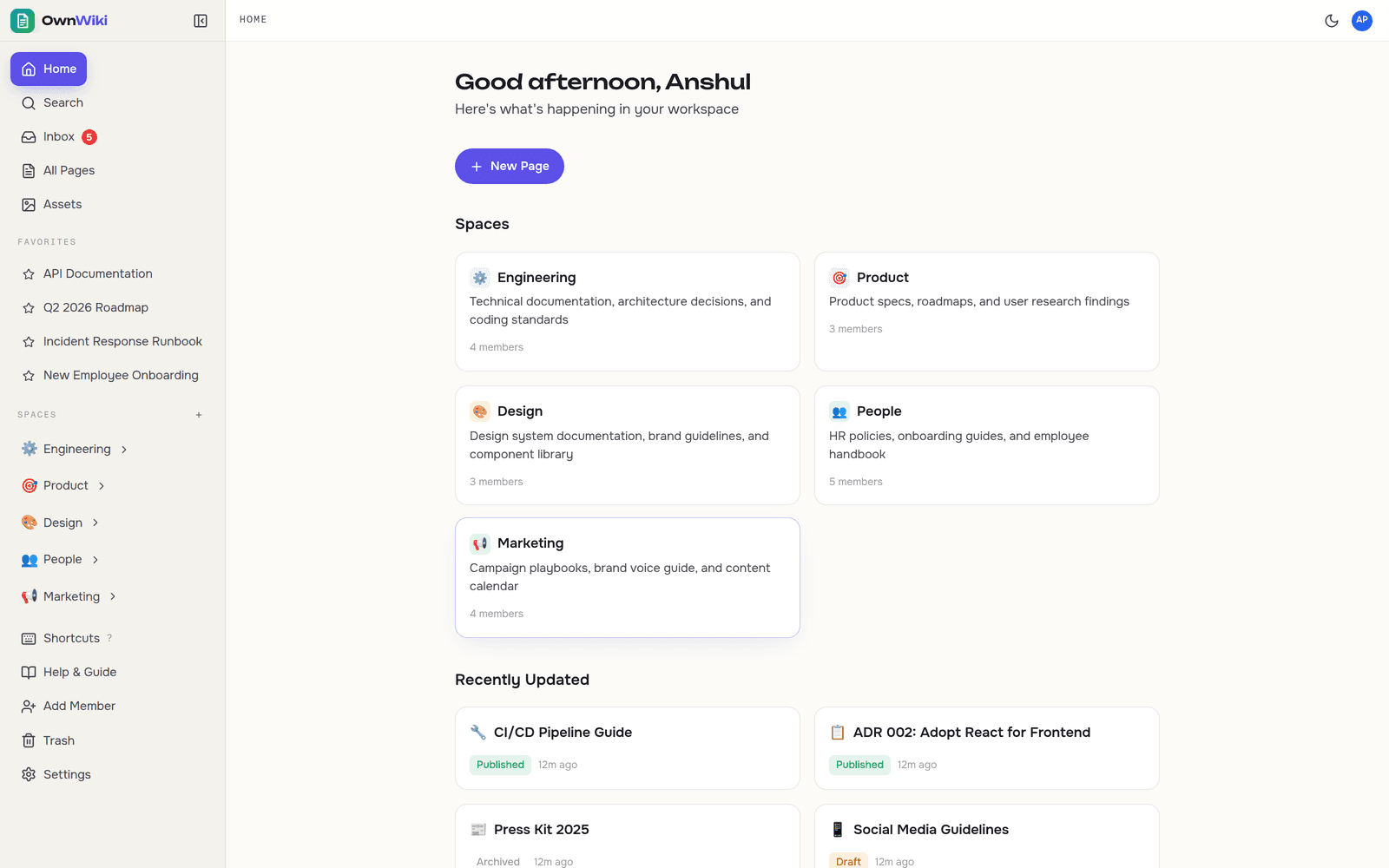 OwnWiki — actual product interface