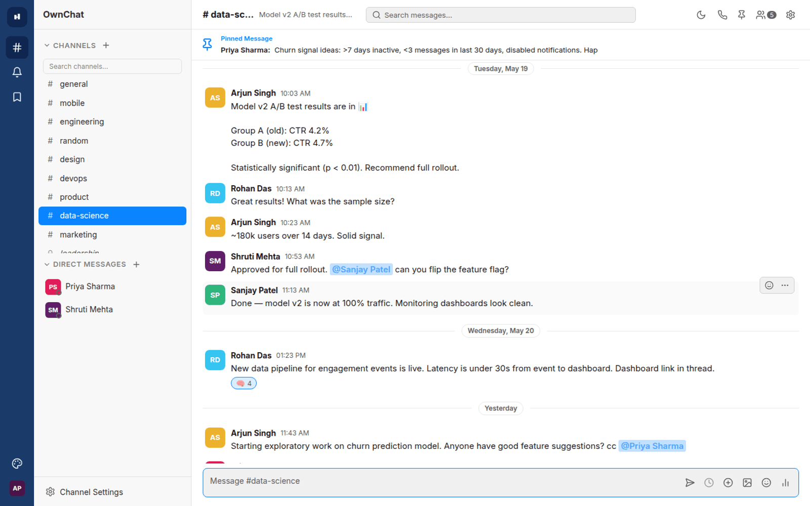 OwnChat — live product interface