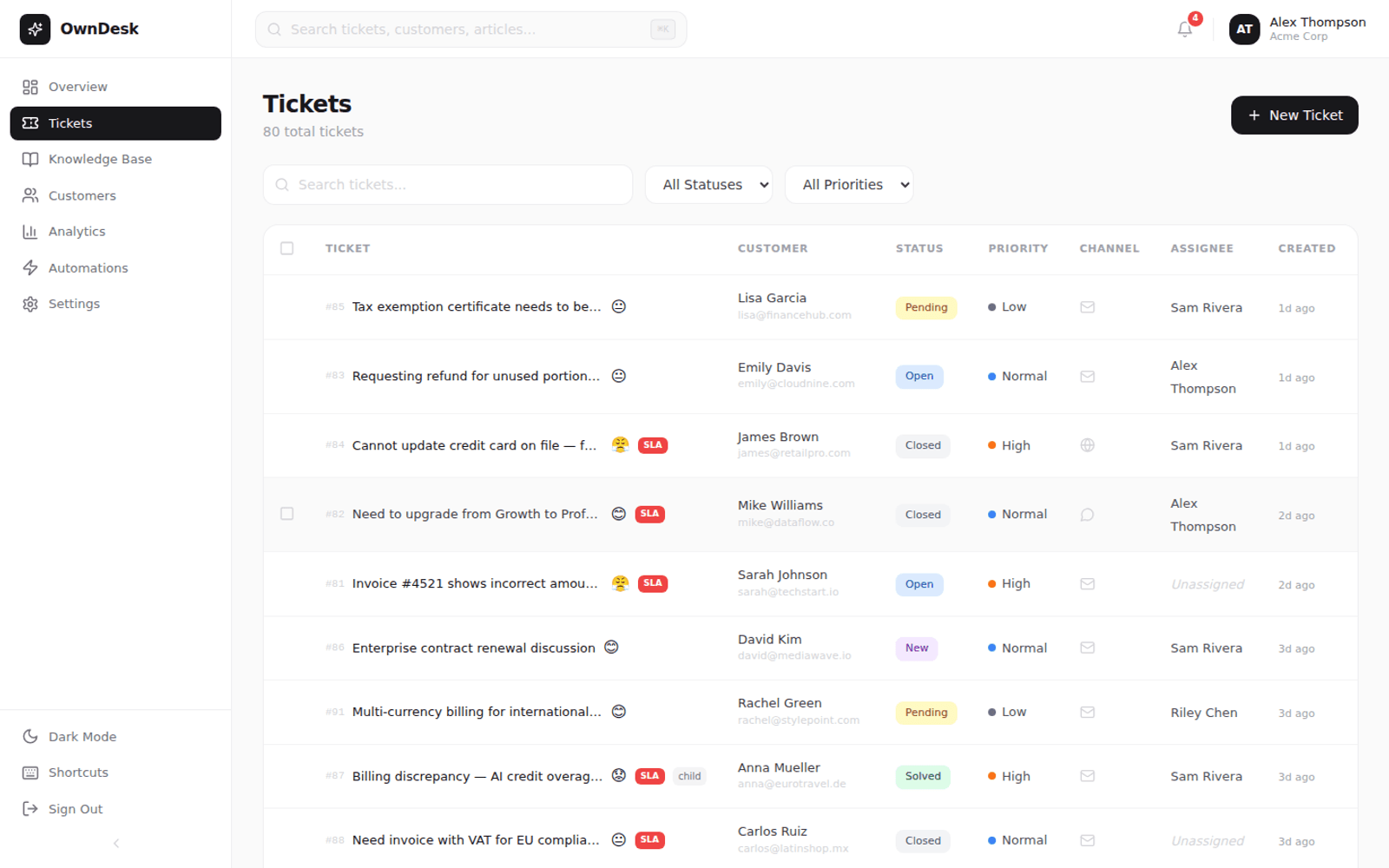 OwnDesk — live product interface