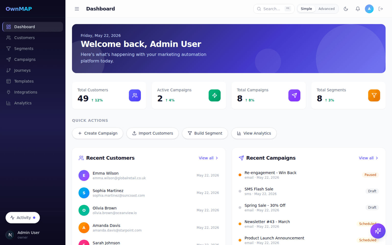 OwnMAP — live product interface