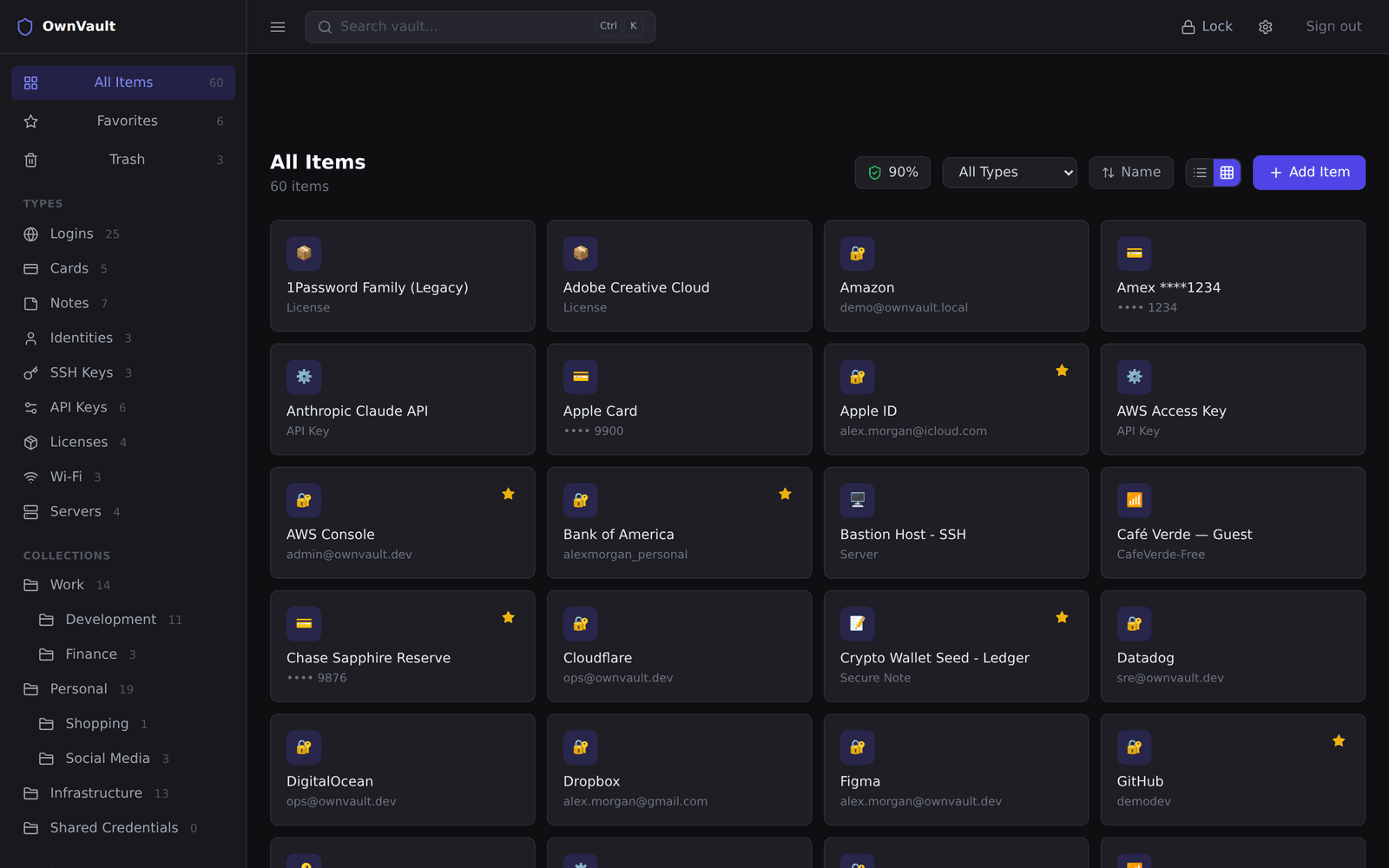 OwnVault — live product interface